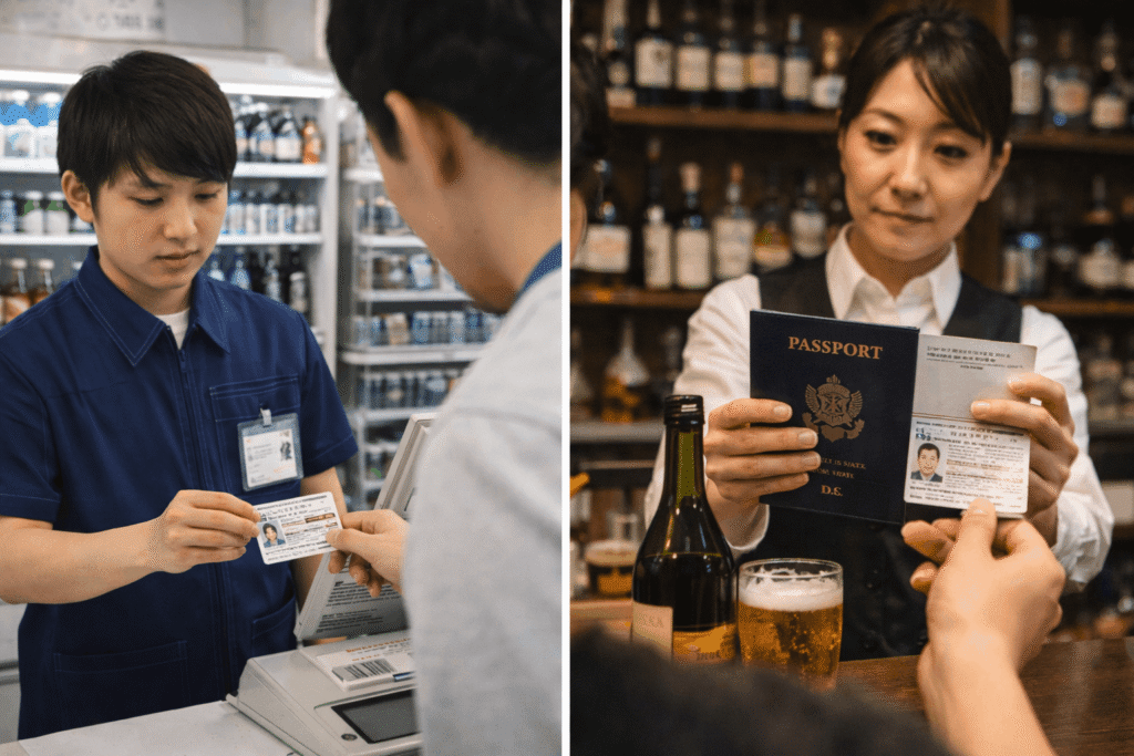 Historical Japanese law document with black and white street scene representing the origins of Japan’s legal drinking age law.
