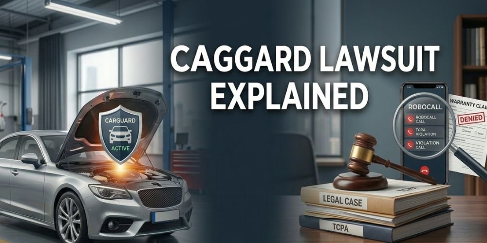 CarGuard lawsuit 2026 guide showing car warranty claim denial and legal gavel for LegalFrameWire consumer protection article.