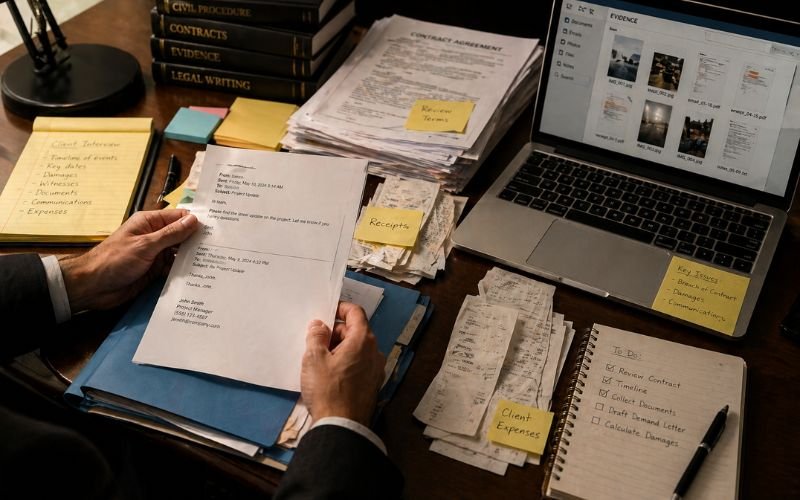 Organizing documents and digital evidence for legal case preparation