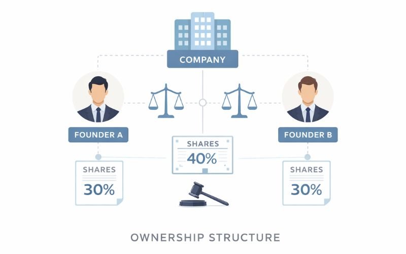  Startup ownership structure and share distribution diagram