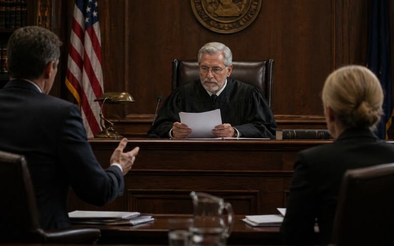 Judge reviewing documents during class action certification process