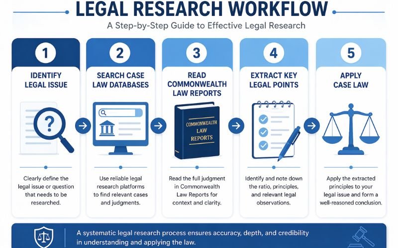 Step-by-step legal research process using Commonwealth Law Reports