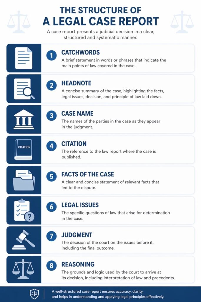 Infographic showing structured sections of a Commonwealth Law Report case