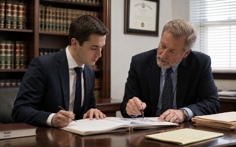 Law student completing internship at a legal aid office