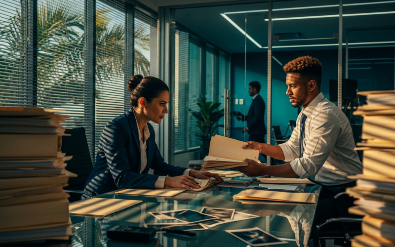 Attorney reviewing accident claim documents with a client under Florida Tort Reform HB 837