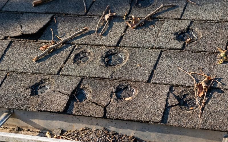 Hail damage to a Virginia roof - one of the most common and frequently underpaid claim types