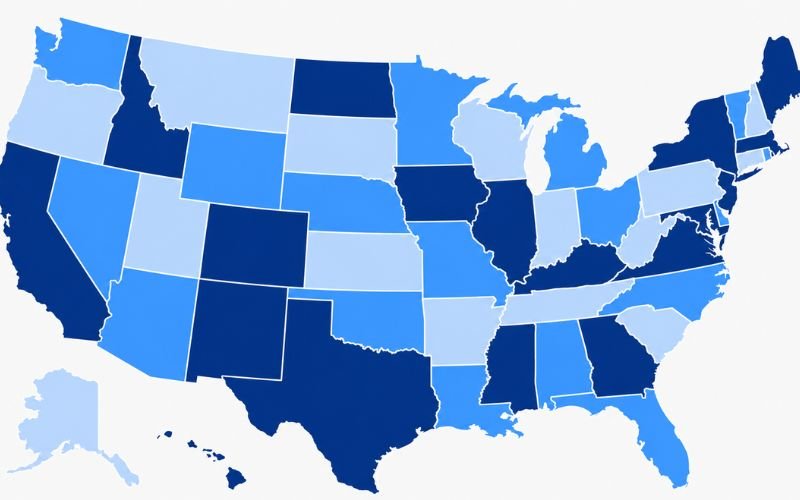 Map illustration showing how statute of limitations laws differ across U.S. states